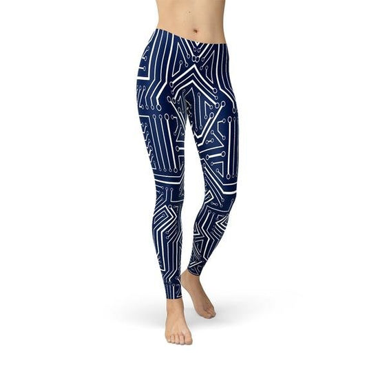 Womens Navy Blue Circuit Leggings - Wear n Wander