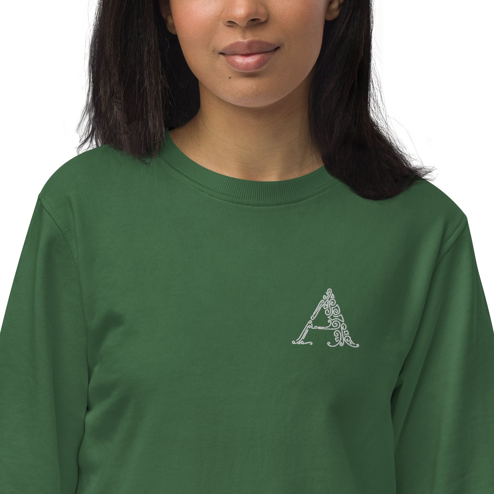 Womens Organic Sweatshirt, a Monogram - Wear and Wander