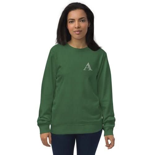 Womens Organic Sweatshirt, a Monogram - Wear and Wander