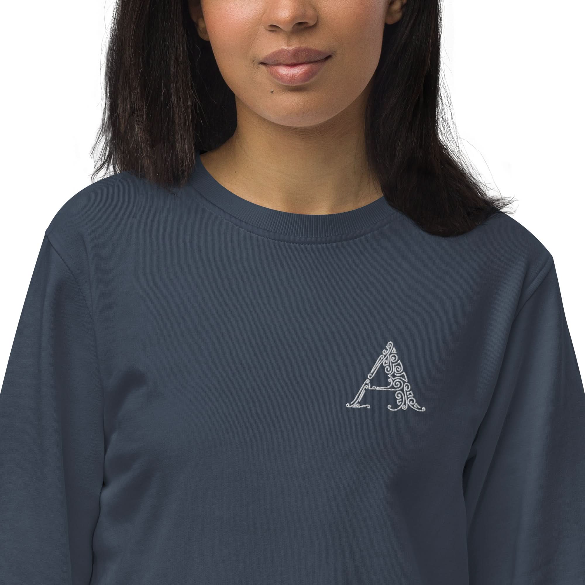 Womens Organic Sweatshirt, a Monogram - Wear and Wander