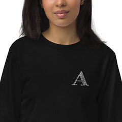 Womens Organic Sweatshirt, a Monogram - Wear and Wander