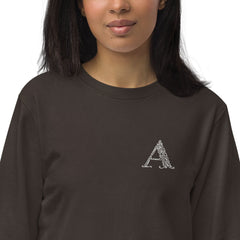 Womens Organic Sweatshirt, a Monogram - Wear and Wander
