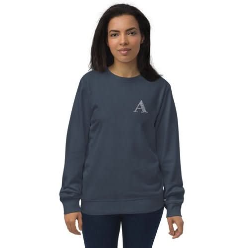 Womens Organic Sweatshirt, a Monogram - Wear and Wander