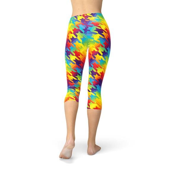 Womens Rainbow Houndstooth Capri Leggings - Wear n Wander