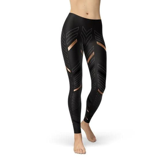 Womens Sports Stripes Black Leggings - Wear and Wander