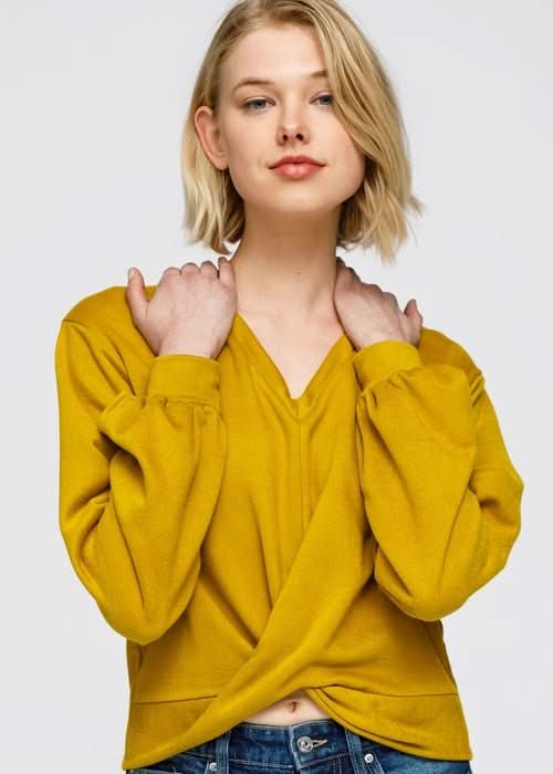 Women's V - Neck Wrap Front Sweatshirt - Wear and Wander