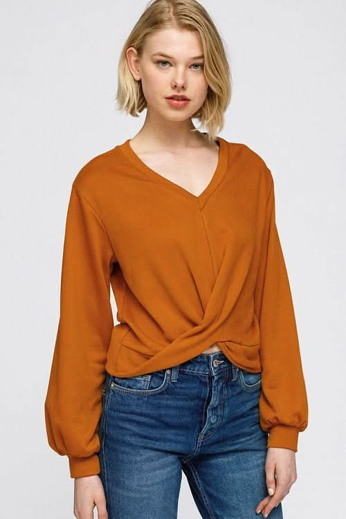 Women's V - Neck Wrap Front Sweatshirt - Wear and Wander