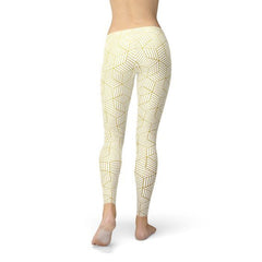 Womens White Leggings w/ Geometric Cubes - Wear n Wander