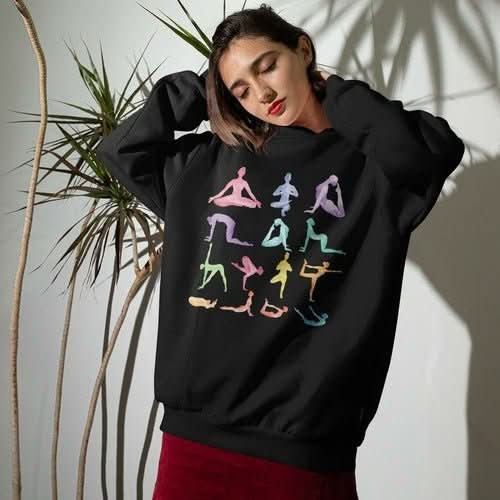 Yoga Theme Crewneck Sweatshirt - Wear and Wander