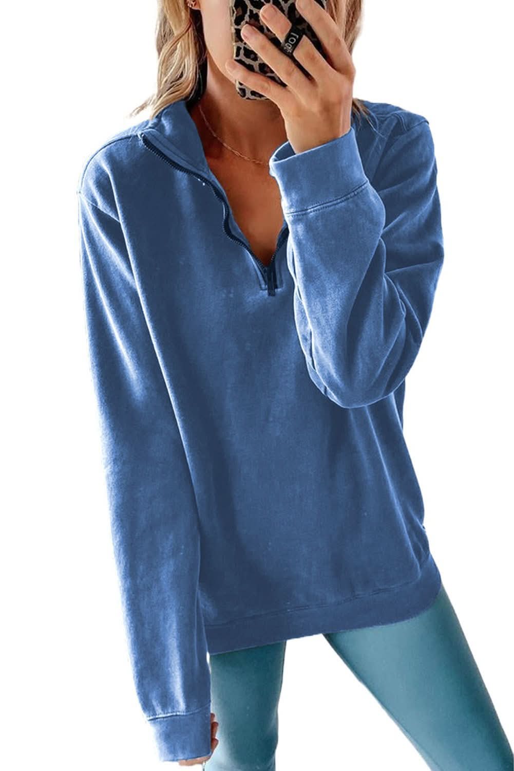 Zip Collar Sweatshirt - Wear and Wander