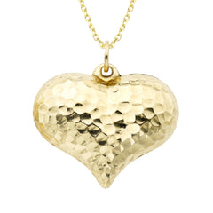 14k Gold Puff Heart Charm and Necklace 18" - Wear and Wander