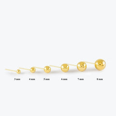 14K Yellow Gold Hollow Ball Stud Earrings ( Sizes 3MM - 8MM) - Wear and Wander