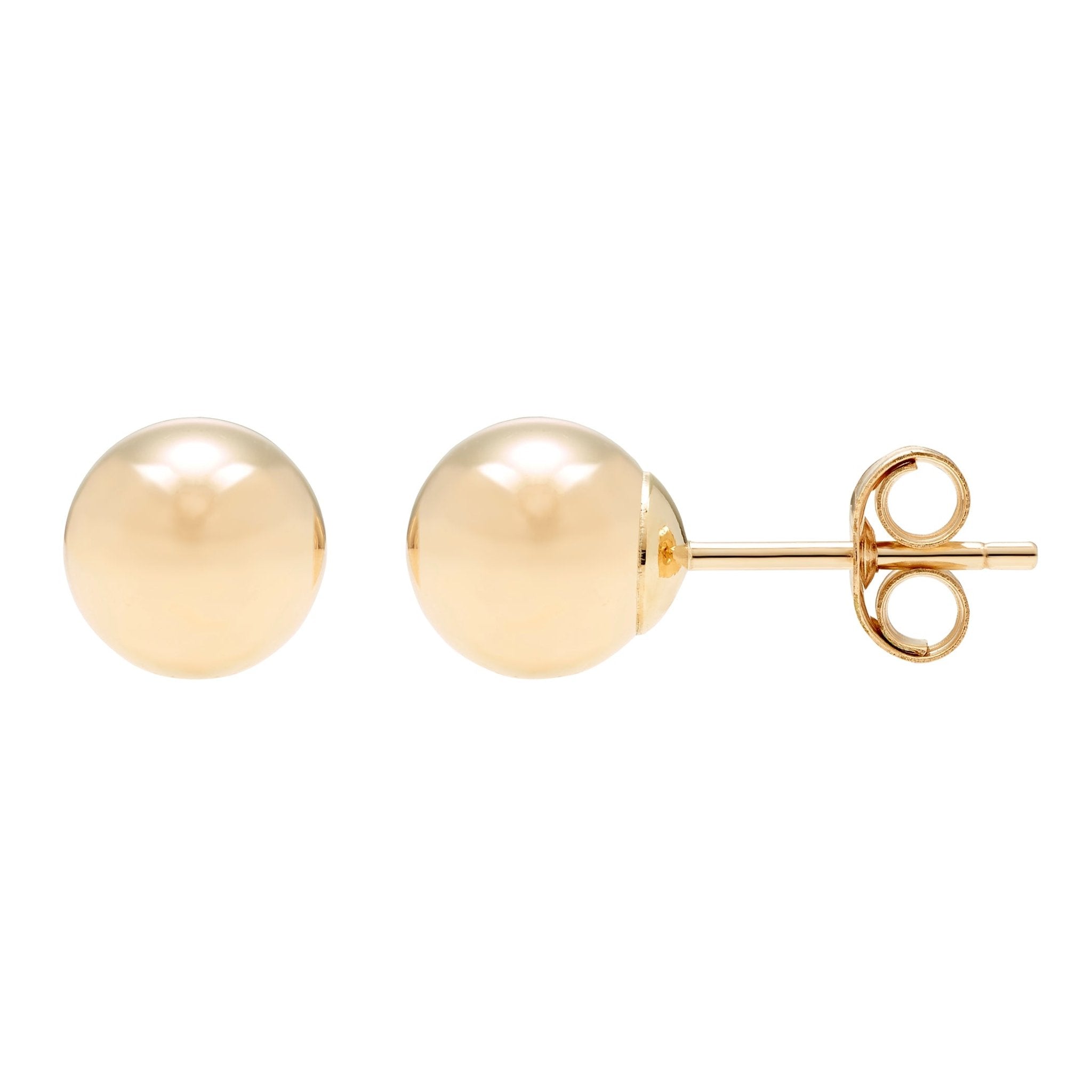 14K Yellow Gold Hollow Ball Stud Earrings ( Sizes 3MM - 8MM) - Wear and Wander