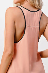 Scoop Neck Tank Top with Contrast Trim