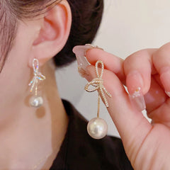 2 Pieces Of Women's Trendy And Elegant Pearl Tassel Earrings, Outdoor Travel, Carnival, Party, Holiday Dressing Gifts - 4833 - Wear and Wander
