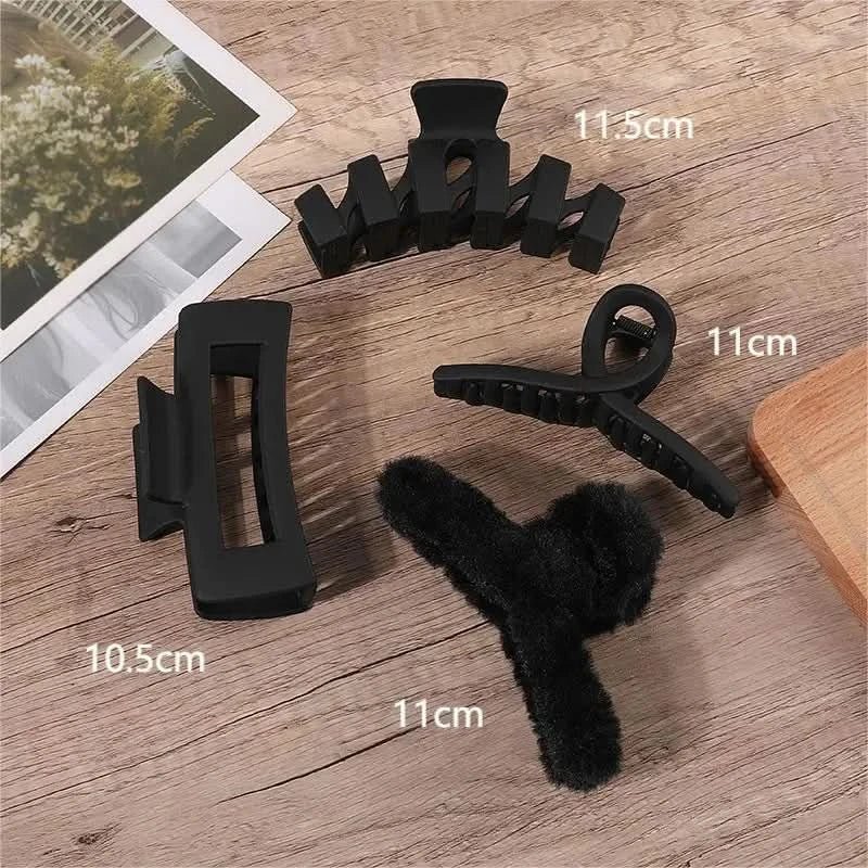 2/3/4Pcs Headwear Set Women Fashion Claw Clip Coffee Black Acrylic Large Hair Claw Korea For Girl Clip Barrette Hair Accessories - Wear and Wander