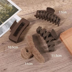 2/3/4Pcs Headwear Set Women Fashion Claw Clip Coffee Black Acrylic Large Hair Claw Korea For Girl Clip Barrette Hair Accessories - Wear and Wander