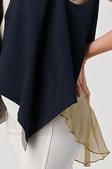 Asymmetrical Button-Down Sleeveless Vest with Layered Hem