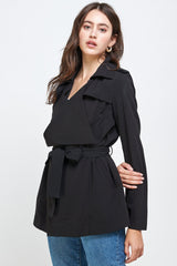 Lightweight Open-Front Drape Jacket with Shoulder Tabs