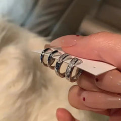 4Pcs/set Crystal Small Hoop Earrings For Women Silver Color New Y2K Cool Daily Wear Jewelry Girl's Gift - Wear and Wander