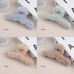 4Pcs/Set Plush Hair Claw Elegant Acrylic Hairpins Faux Fur Hair Clip Barrette Crab Headwear for Women Girls Hair Accessories - Wear and Wander