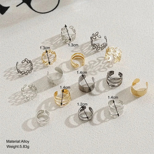 5 - 15pcs Simple Vintage Metal Clip Earrings Set for Women Accessories Gift - Wear and Wander