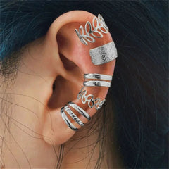 5 - 15pcs Simple Vintage Metal Clip Earrings Set for Women Accessories Gift - Wear and Wander