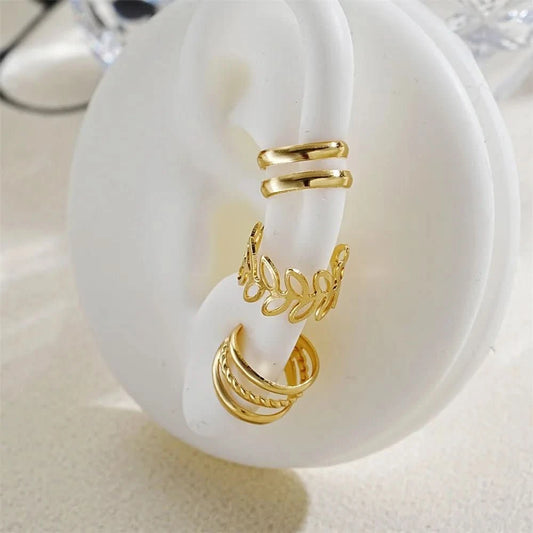 5 - 15pcs Simple Vintage Metal Clip Earrings Set for Women Accessories Gift - Wear and Wander