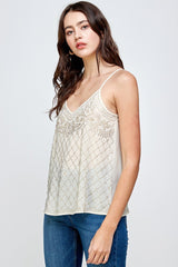 Women's Embellished Spaghetti Strap Camisole Top