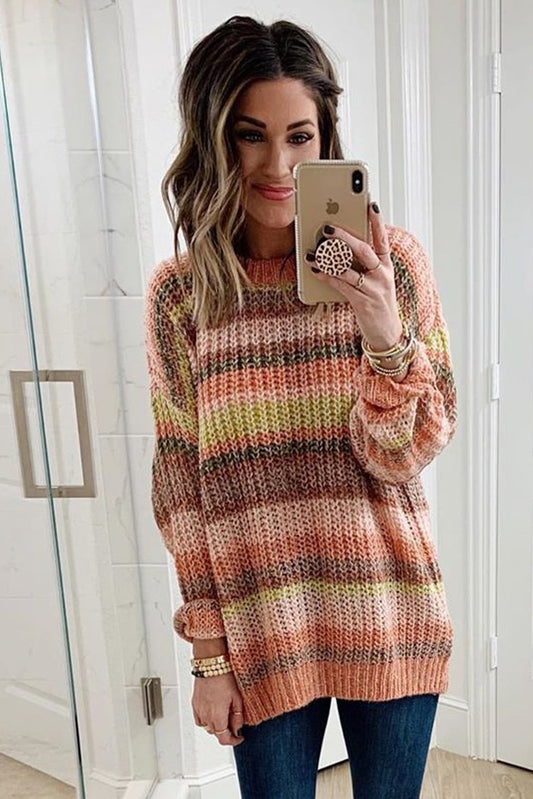 Stripe Color Block Chunky Sweater