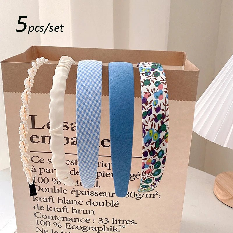 5pcs Set Fashion Women Cloth Hair Bands Headdress Headband Girls Hairband Hair Hoop Female Hair Accessories Headwear - Wear n Wander