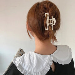 5pcs/set Korean Imitation Pearl Hairpins Geometric Hair Claws Bath Large Catch Clip Shark Clip Back Head Women Hair Accessories - Wear and Wander