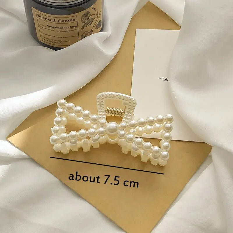 5pcs/set Korean Imitation Pearl Hairpins Geometric Hair Claws Bath Large Catch Clip Shark Clip Back Head Women Hair Accessories - Wear and Wander