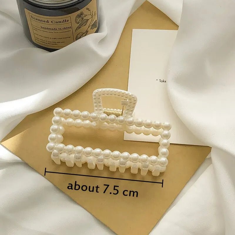 5pcs/set Korean Imitation Pearl Hairpins Geometric Hair Claws Bath Large Catch Clip Shark Clip Back Head Women Hair Accessories - Wear and Wander