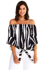 Women's Strapless Striped Bandage Blouse