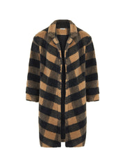 Double Breasted Plaid Faux Fur Coat