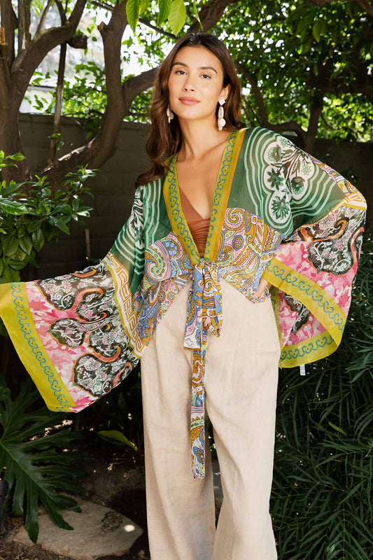 Free Spirit Boho Tie Front Wrap w/ Armholes