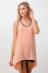 Scoop Neck Tank Top with Contrast Trim