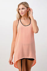 Scoop Neck Tank Top with Contrast Trim