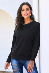 Black French Terry Cotton Blend Sweatshirt