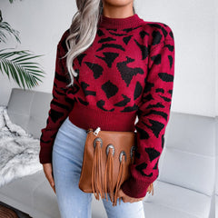 Actual Picture Autumn And Winter Casual Leopard Print Waist Knit Open - Wear and Wander