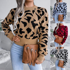 Actual Picture Autumn And Winter Casual Leopard Print Waist Knit Open - Wear and Wander