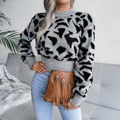 Actual Picture Autumn And Winter Casual Leopard Print Waist Knit Open - Wear and Wander