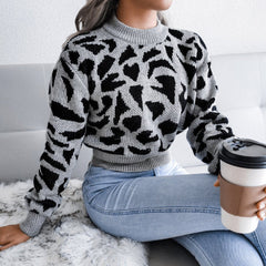 Actual Picture Autumn And Winter Casual Leopard Print Waist Knit Open - Wear and Wander