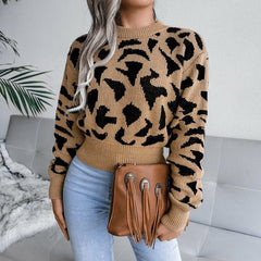 Actual Picture Autumn And Winter Casual Leopard Print Waist Knit Open - Wear and Wander