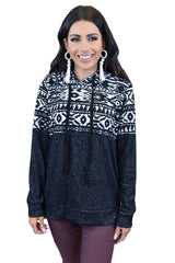 Tribal Print Patchwork Hoodie