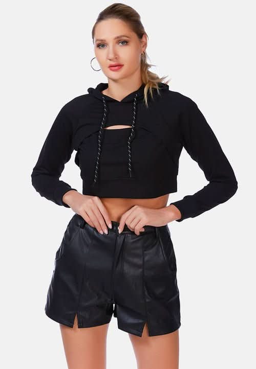 All Relaxed Front Slit Cropped Hoodie - Wear and Wander