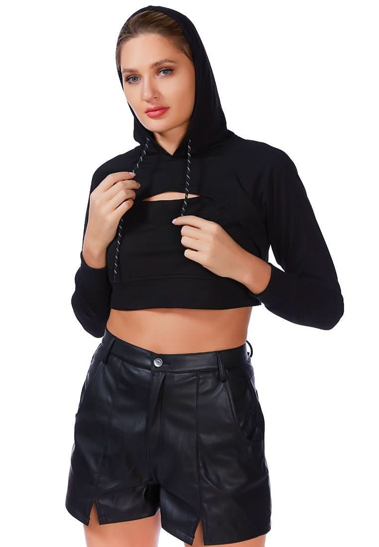 All Relaxed Front Slit Cropped Hoodie - Wear and Wander