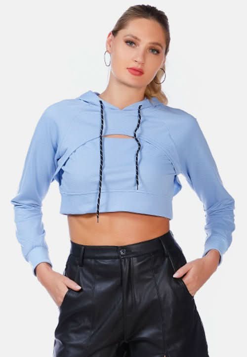 All Relaxed Front Slit Cropped Hoodie - Wear and Wander
