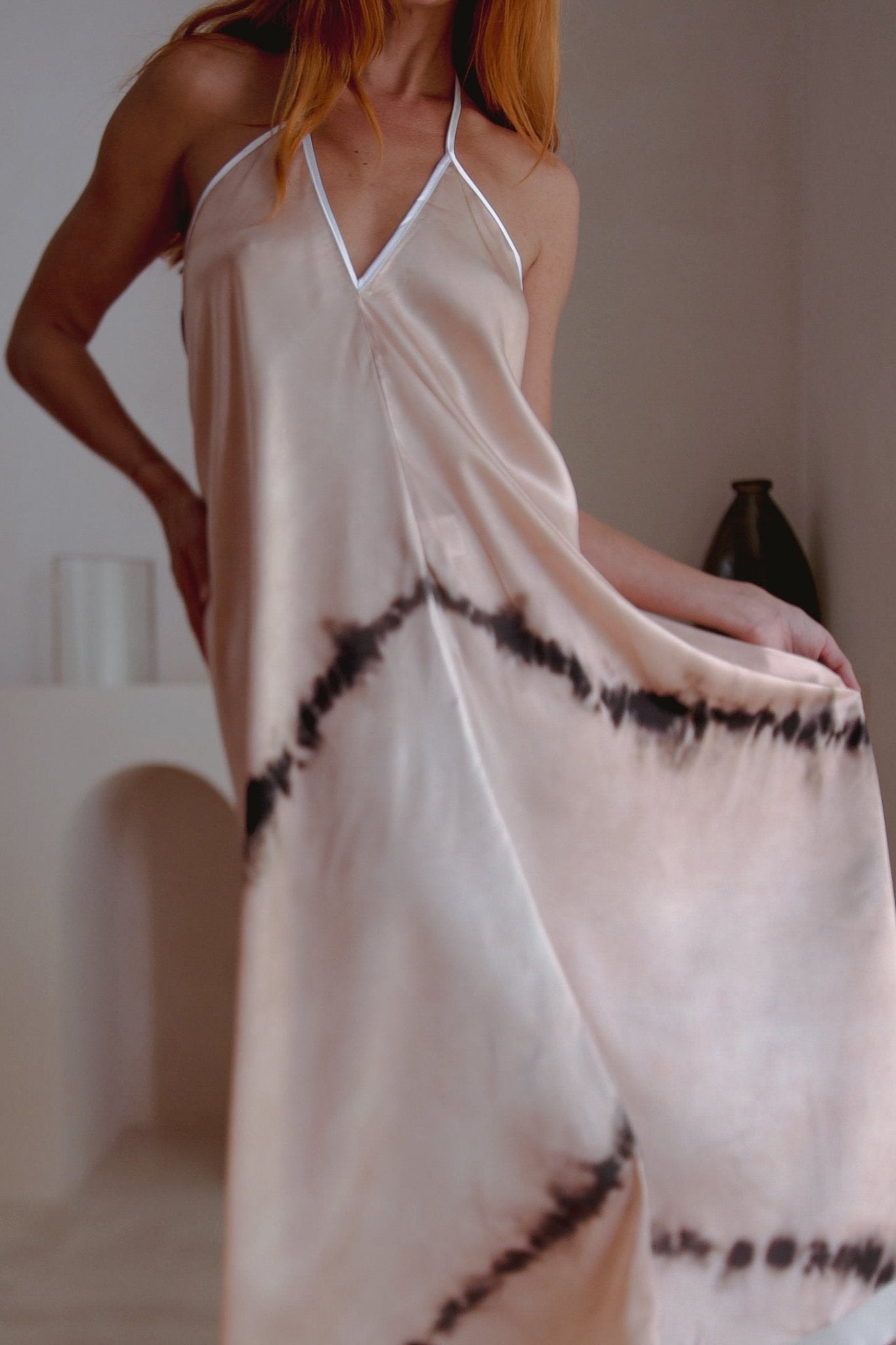 Altair Silk Halter Dress in Shibori - Wear and Wander